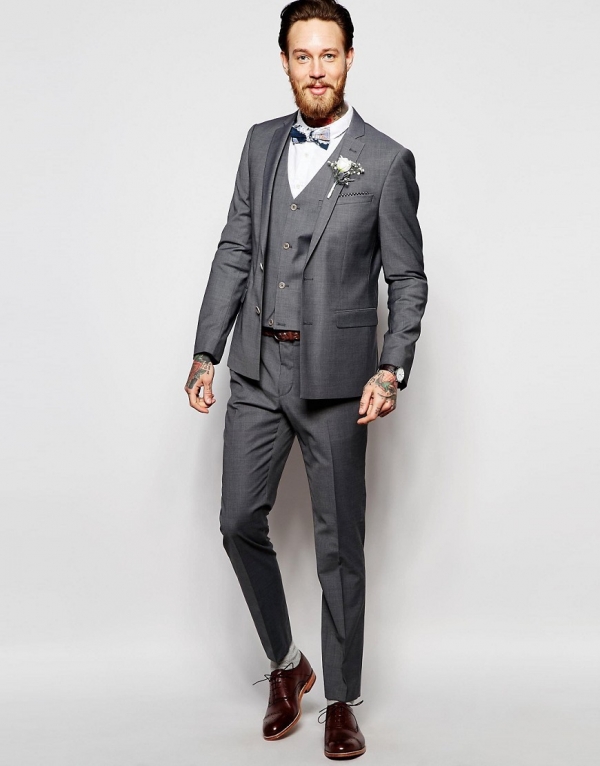 Gray Skinny Fit 3 Piece Suit - Aisle Society