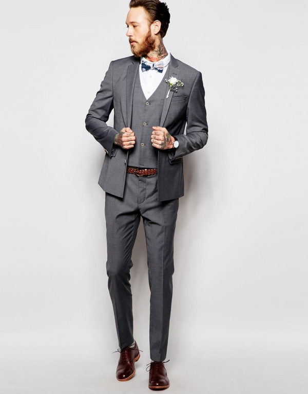 Gray Skinny Fit 3 Piece Suit - Aisle Society