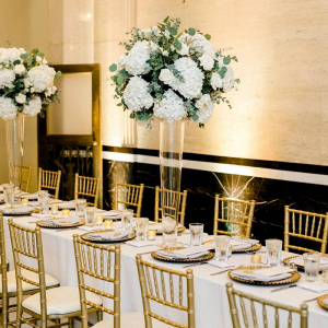 Classic white and gold wedding reception