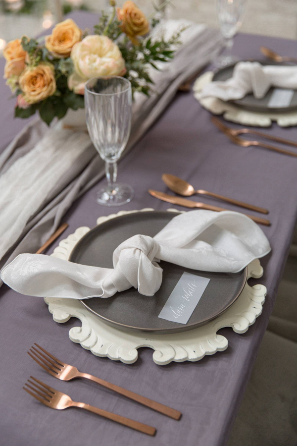 Gray wedding tablescape