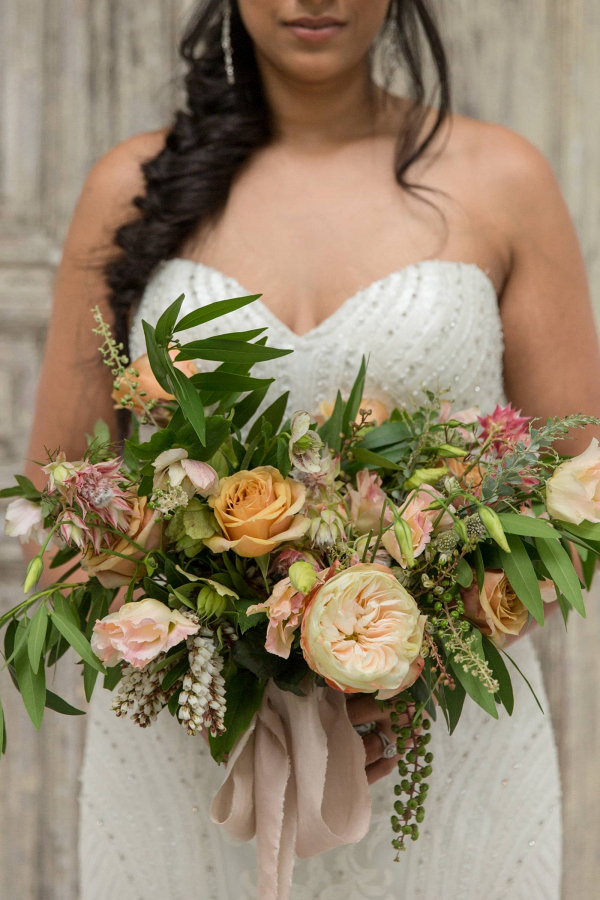 Wild peach bridal bouquet