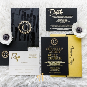 Black and Gold Wedding Invitation Suite