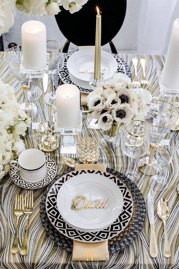 Black and Gold Tablescape - Luxury Wedding Decor