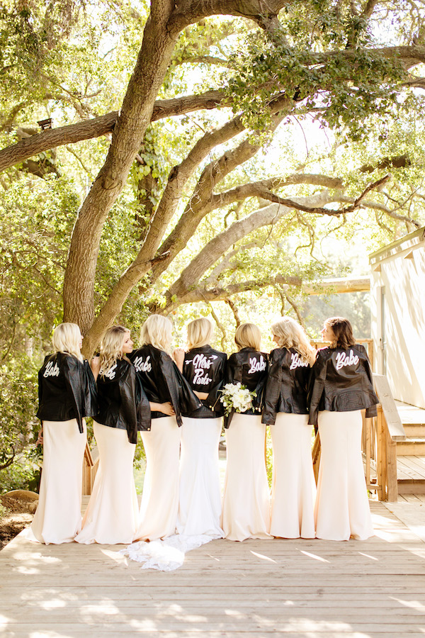 Bridal party in leather jackets