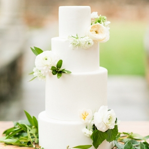 Three Tier All White Wedding Cake