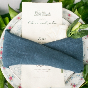 Vintage Country Place Setting with Blue Napkin