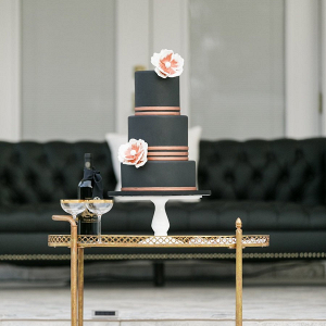 Black and copper wedding cake