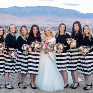 Stripe bridesmaid skirts on Aisle Perfect