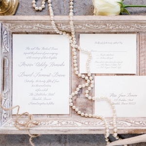 Elegant script wedding invitation on Aisle Perfect