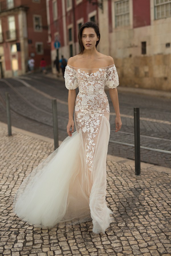Illusion lace wedding dress