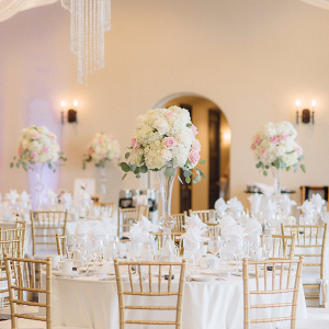 Tall cream and blush centerpieces