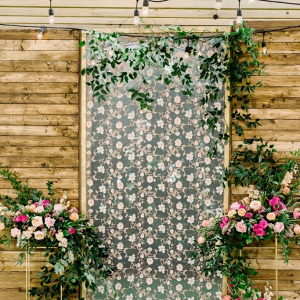 Floral print ceremony backdrop