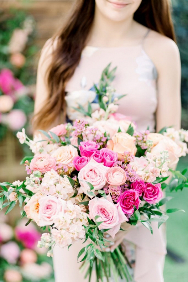 Vibrant pink bridal bouquet