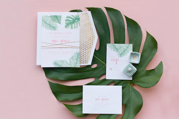 Tropical themed invitation suite