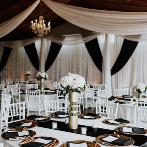 Black and white wedding reception