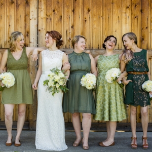 The Bride and Her Bridesmaids Share a Moment After the Ceremony