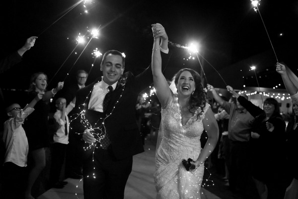A Sparkler Exit Draped in Twinkle Lights? Yes Please!