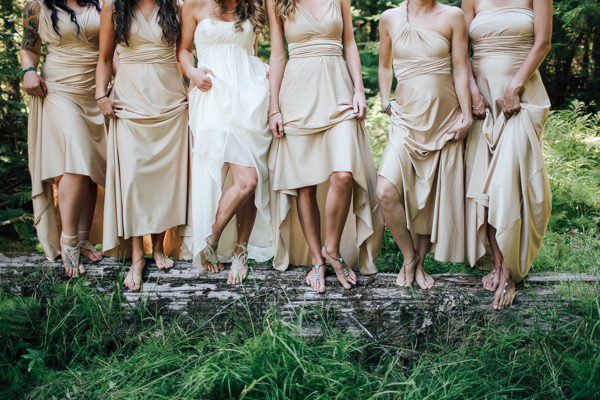 The Bride and Her Bridesmaids Wore Barefoot Sandals to Fit With the Organic Theme