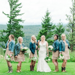The Bridesmaids Added Denim Jackets to Their Dresses