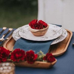 Red and gold place setting