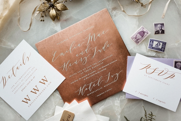 Copper and Calligraphy Stationery Suite