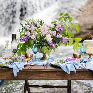 Intimate Tablescape by the Waterfall