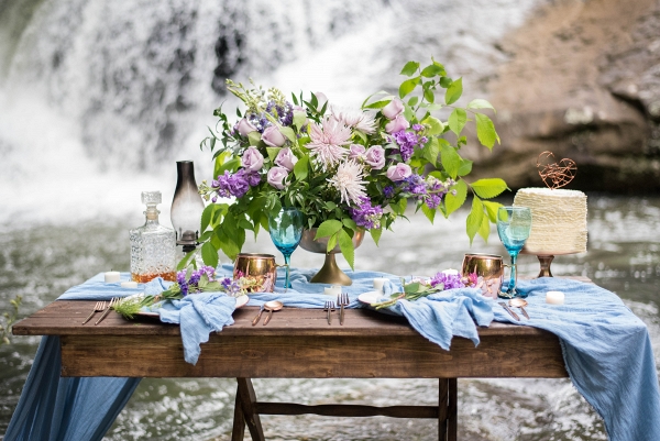 Intimate Tablescape by the Waterfall