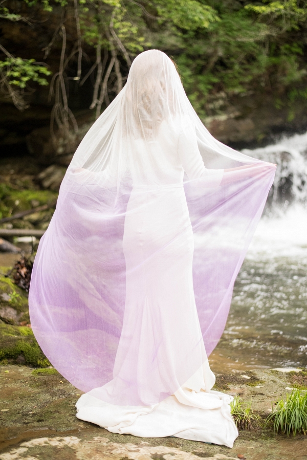 Bride with Lavender Ombre Veil