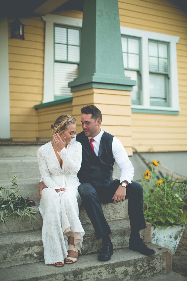 A backyard wedding at the bride's childhood home
