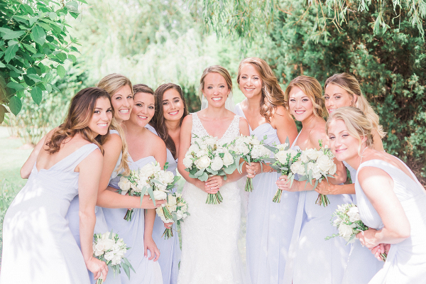Bridesmaids in Light Lavender Gowns