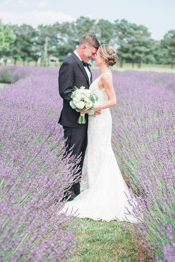Bride and Groom in Lavender Field