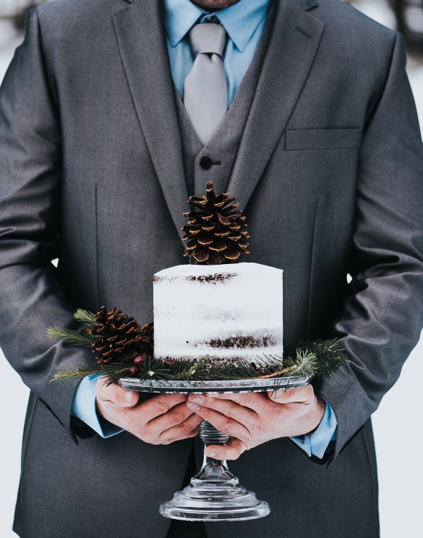 Winter Naked Wedding Cake
