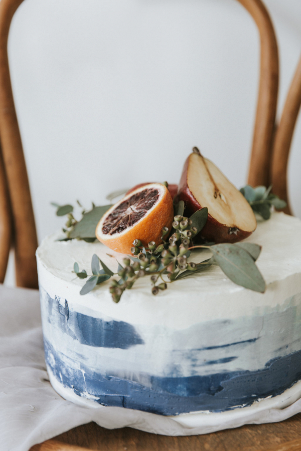 Watercolor Cake Topped with Blood Orange