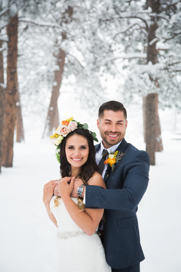 Bride and Groom in the Snow