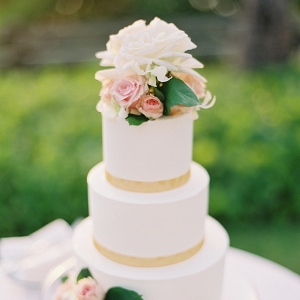 White Three Layer Wedding Cake