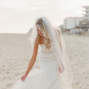 A Bride in a Strapless Wedding Dress