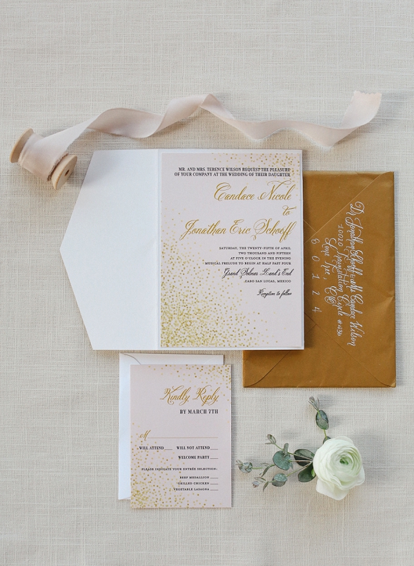 A Pink and Gold Wedding Invitation