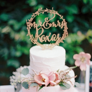 Blush Pink Wedding Cake with Gold Cake Topper