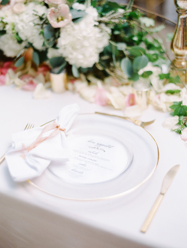 Pink and Gold Tablescape with Place Setting