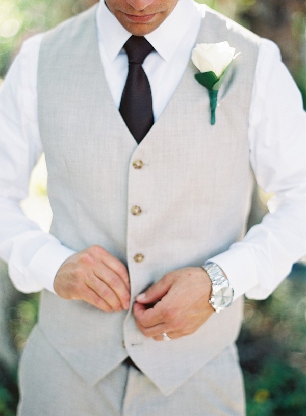 Groom Wearing Vest and Tie