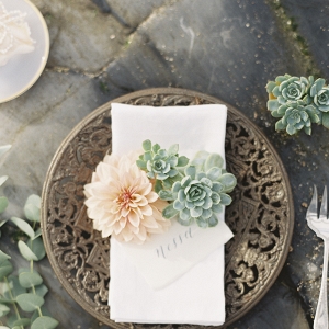 Place Setting With Calligraphy Place Card and Flowers