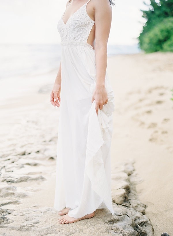 A Bride-to-be in a White Bohemian Dress
