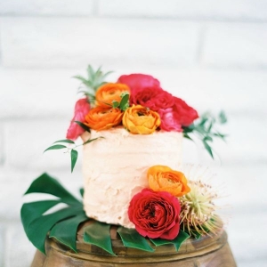 Tropical Wedding Cake With Colorful Flowers