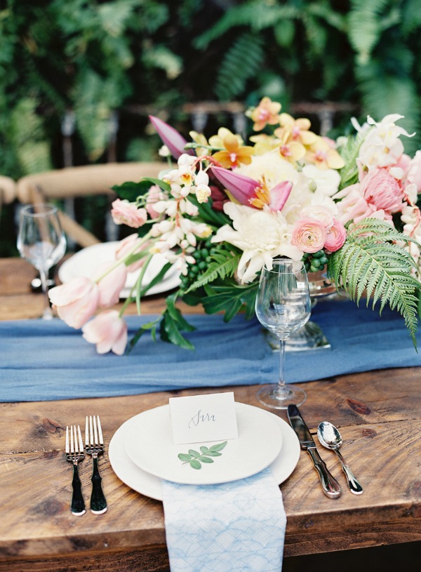 Floral Centerpiece and Place Setting on a Table