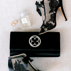 Black wedding shoes and bridal purse - The Mrs Clutch