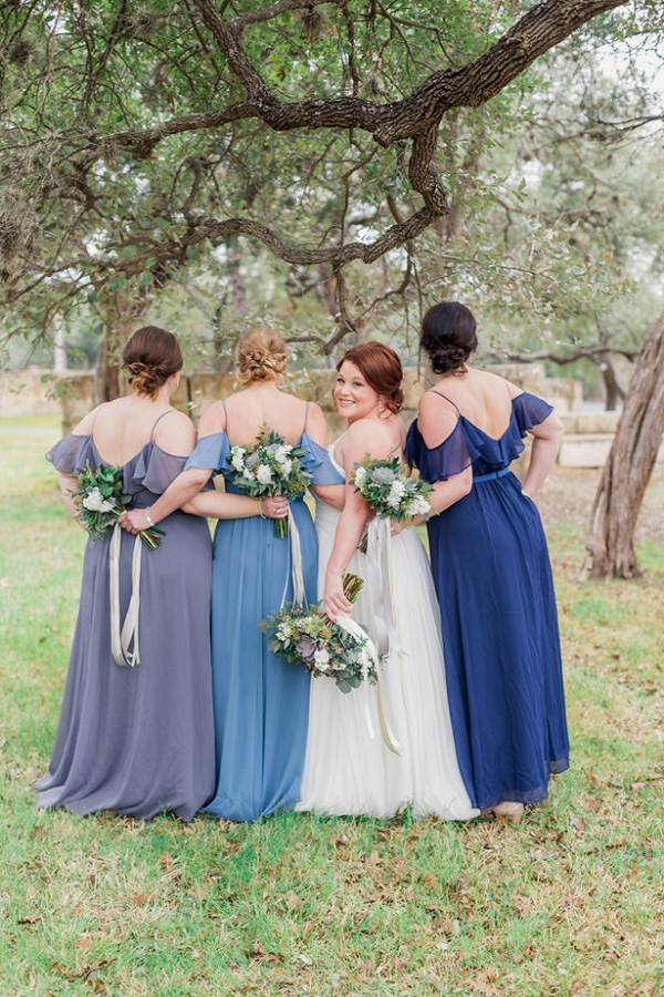 Long blue bridesmaid dresses