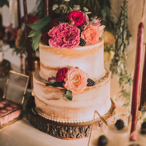 Semi naked cake with florals and blackberries on Belle the Magazine