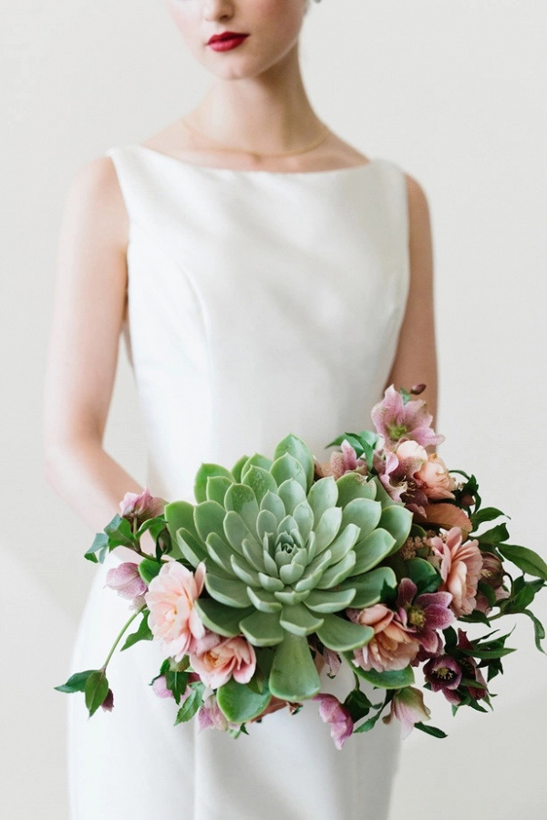 Modern succulent bridal bouquet
