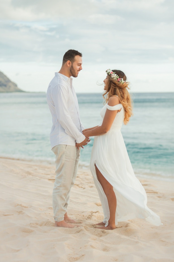Sunset Hawaii beach wedding