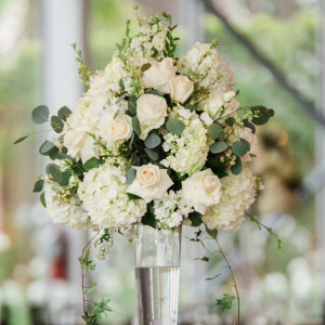 Tall white floral wedding centerpiece